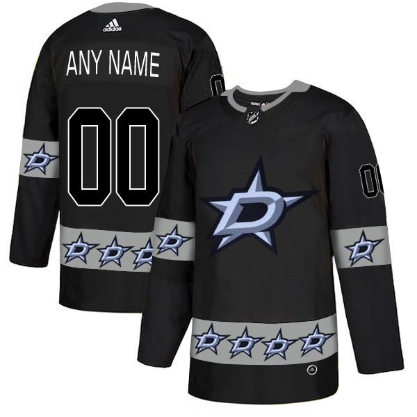 Men Dallas Stars #00 Any name Black Custom Adidas Fashion NHL Jersey